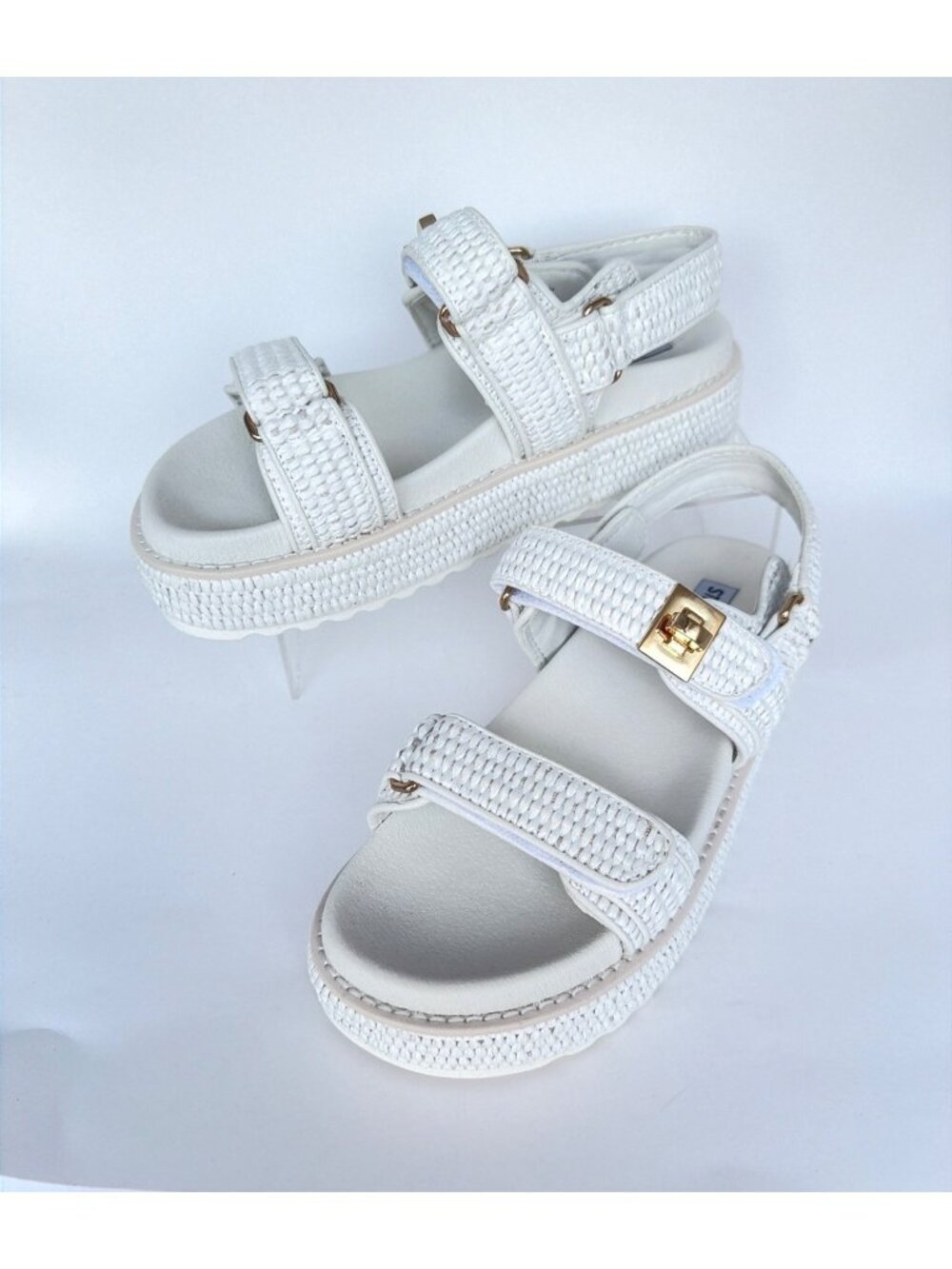 Steve Madden Bigmona Platform Sandals White Raffia Women Size 8.5 - Picture 15 of 15